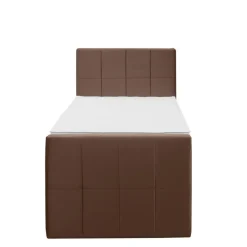 Boxspring met opbergruimte en voetbord Liv geblokt - bruin - 90x200cm