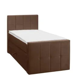 Boxspring met opbergruimte en voetbord Liv geblokt - bruin - 90x200cm