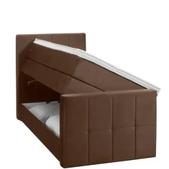 Boxspring met opbergruimte en voetbord Liv geblokt - bruin - 90x200cm