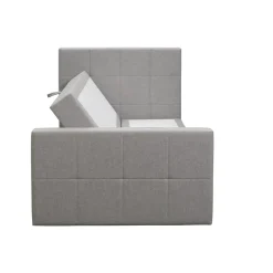 Boxspring met opbergruimte en voetbord Liv geblokt - lichtgrijs - 120x200cm