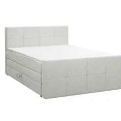Boxspring met opbergruimte en voetbord Liv geblokt - ecru - 140x200cm