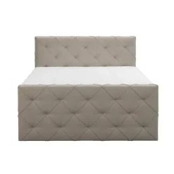 Boxspring met opbergruimte en voetbord Liv geruit - beige - 180x200cm