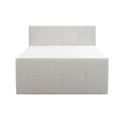 Boxspring met opbergruimte en voetbord Liv geblokt - ecru - 160x200cm