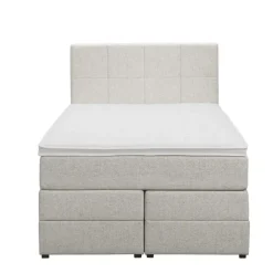 Boxspring met opbergruimte Liv geblokt - ecru - 120x200 cm