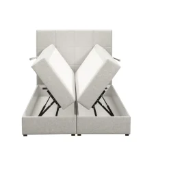 Boxspring met opbergruimte Liv geblokt - ecru - 120x200 cm