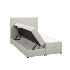 Boxspring met opbergruimte Liv geblokt - ecru - 120x200 cm