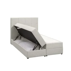 Boxspring met opbergruimte Liv geblokt - ecru - 120x200 cm