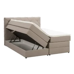 Boxspring met opbergruimte Liv geruit - beige - 160x200 cm