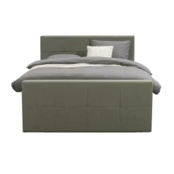 Boxspring met opbergruimte en voetbord Liv geblokt - groen - 160x200cm