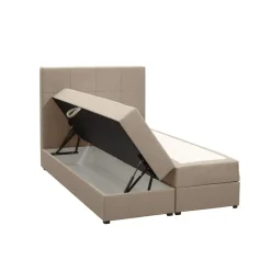 Boxspring met opbergruimte Liv geblokt - beige - 120x200 cm