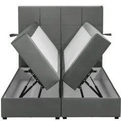 Boxspring met opbergruimte Liv geblokt - grijs - 120x200 cm