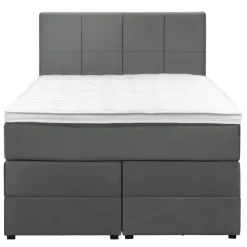 Boxspring met opbergruimte Liv geblokt - grijs - 120x200 cm