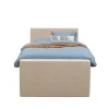 Boxspring met opbergruimte en voetbord Liv geblokt - beige - 120x200cm