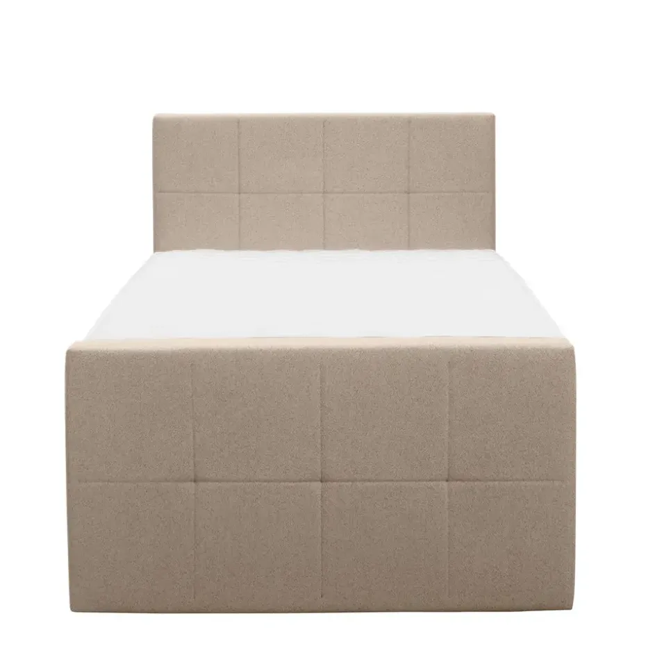 Boxspring met opbergruimte en voetbord Liv geblokt - beige - 120x200cm