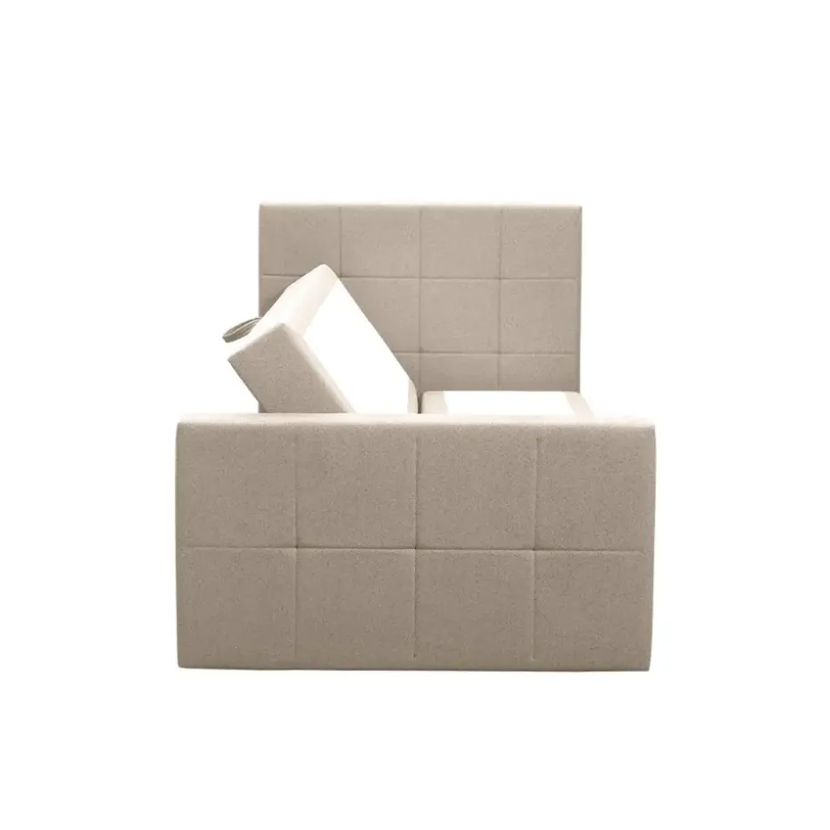 Boxspring met opbergruimte en voetbord Liv geblokt - beige - 120x200cm