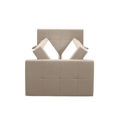 Boxspring met opbergruimte en voetbord Liv geblokt - beige - 120x200cm