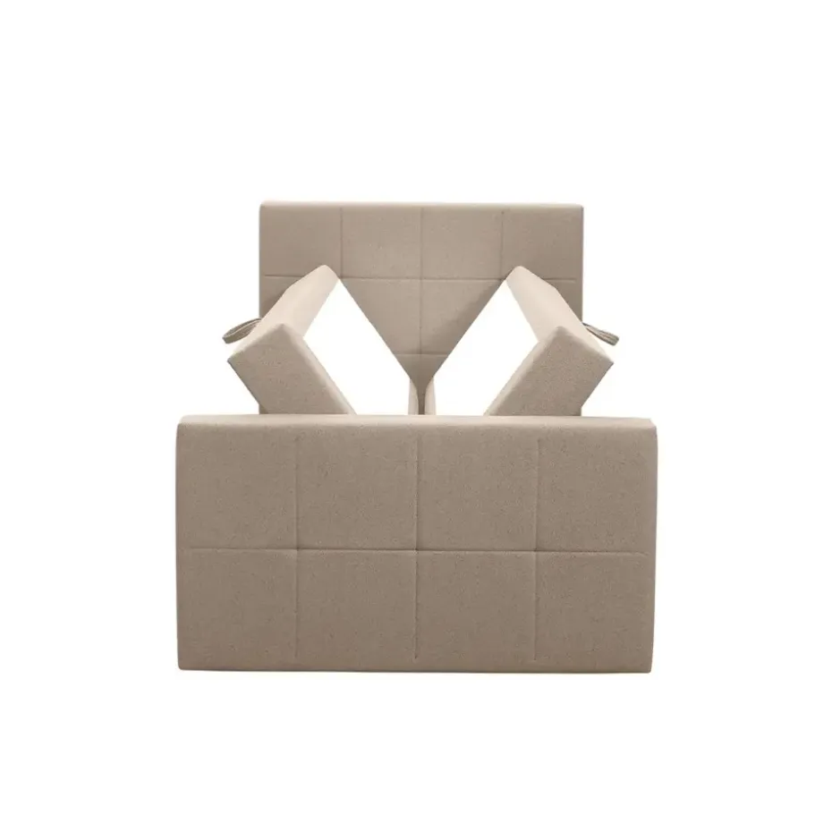 Boxspring met opbergruimte en voetbord Liv geblokt - beige - 120x200cm