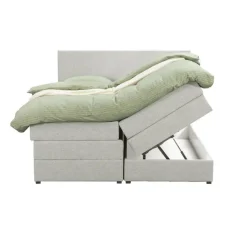 Boxspring met opbergruimte Liv egaal - ecru - 160x200 cm
