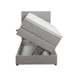 Boxspring met opbergruimte Liv egaal - lichtgrijs - 90x200 cm