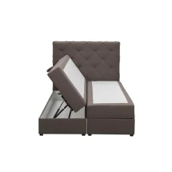 Boxspring met opbergruimte Liv geruit - donkerbruin - 120x200 cm