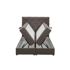 Boxspring met opbergruimte Liv geruit - donkerbruin - 120x200 cm