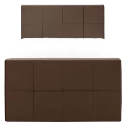 Boxspring met opbergruimte en voetbord Liv geblokt - bruin - 120x200cm