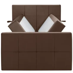 Boxspring met opbergruimte en voetbord Liv geblokt - bruin - 120x200cm