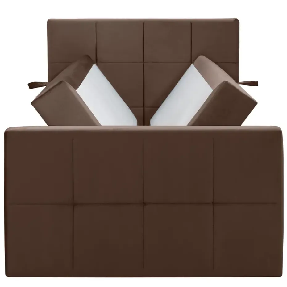 Boxspring met opbergruimte en voetbord Liv geblokt - bruin - 120x200cm