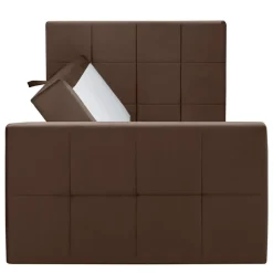 Boxspring met opbergruimte en voetbord Liv geblokt - bruin - 120x200cm