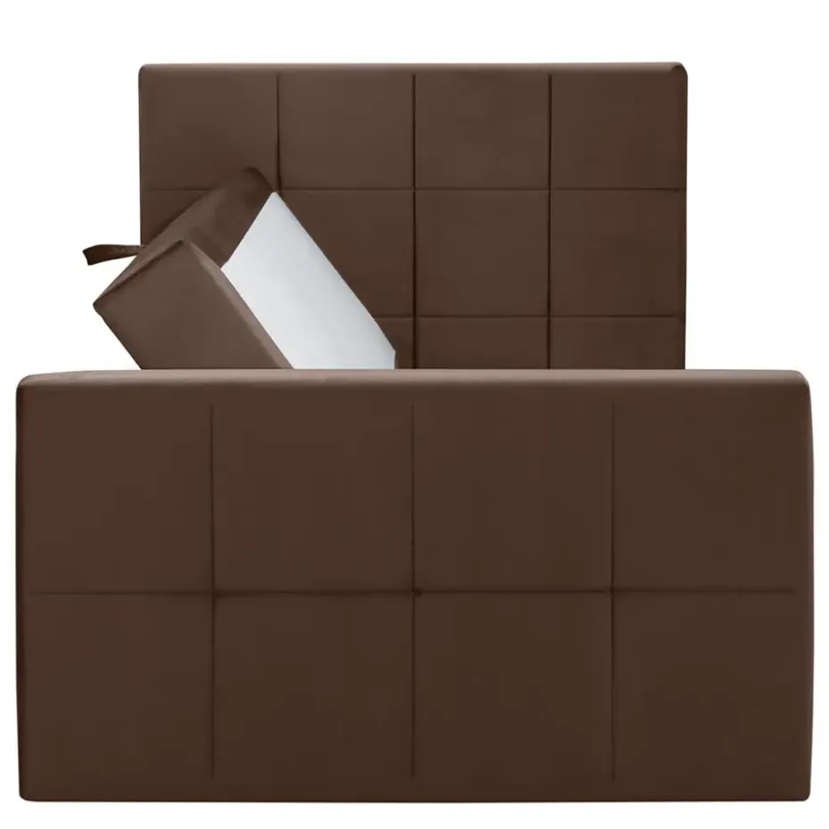 Boxspring met opbergruimte en voetbord Liv geblokt - bruin - 120x200cm