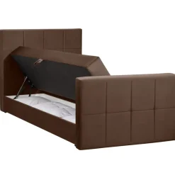 Boxspring met opbergruimte en voetbord Liv geblokt - bruin - 120x200cm