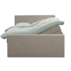 Boxspring met opbergruimte en voetbord Liv geblokt - beige - 180x200cm