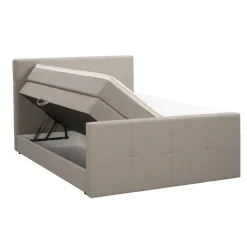 Boxspring met opbergruimte en voetbord Liv geblokt - beige - 180x200cm