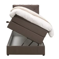 Boxspring met opbergruimte Liv geruit - donkerbruin - 90x200 cm