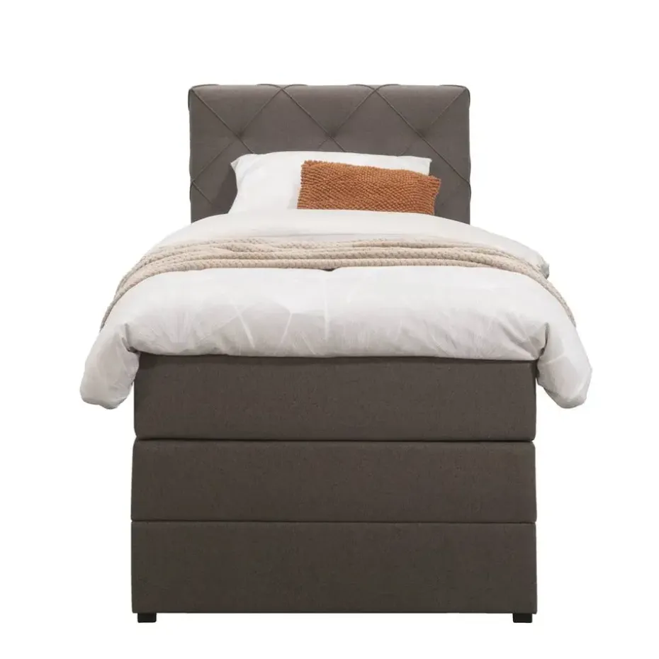 Boxspring met opbergruimte Liv geruit - donkerbruin - 90x200 cm