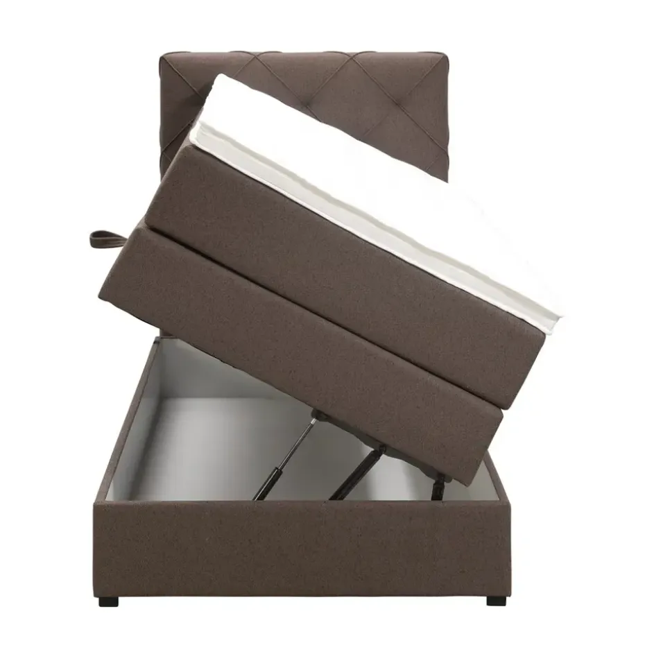 Boxspring met opbergruimte Liv geruit - donkerbruin - 90x200 cm