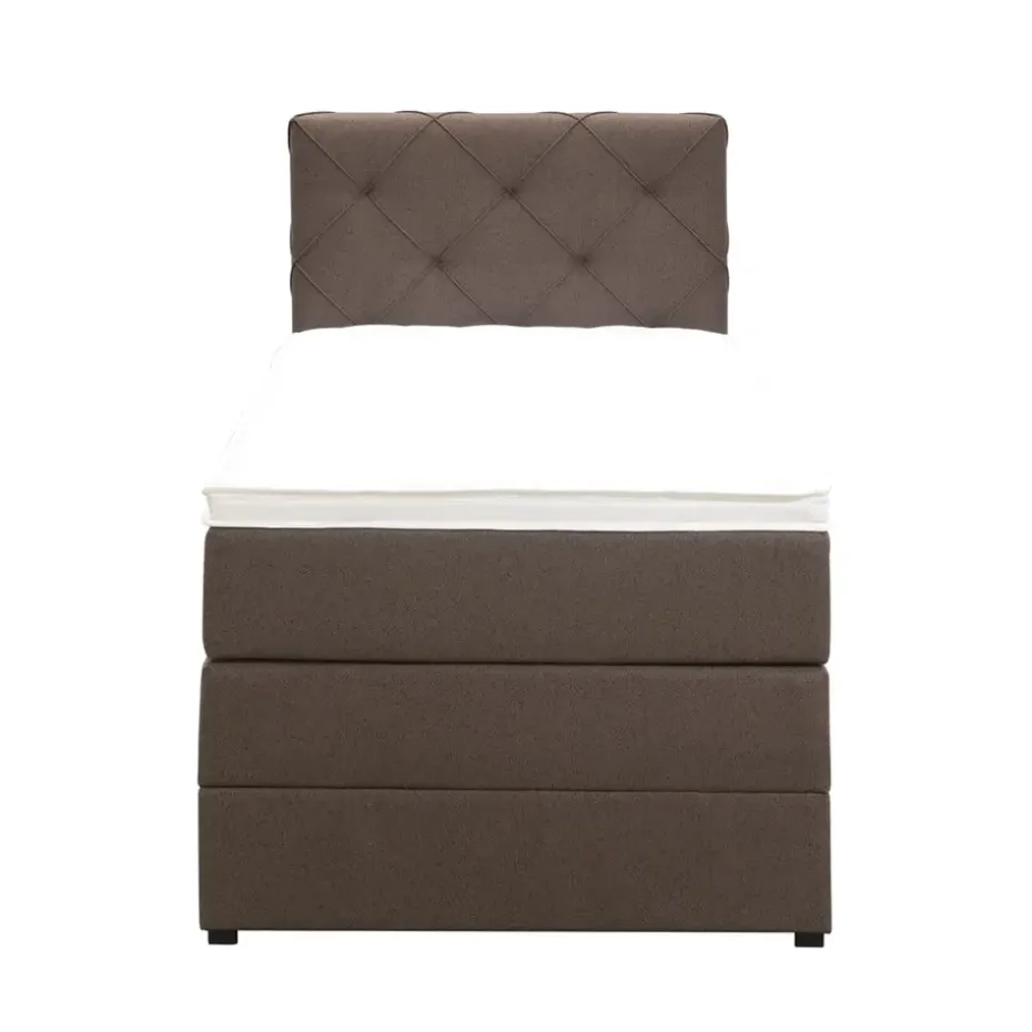Boxspring met opbergruimte Liv geruit - donkerbruin - 90x200 cm