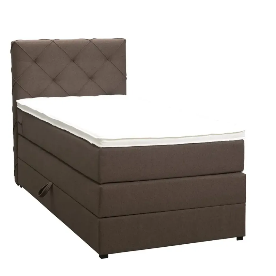 Boxspring met opbergruimte Liv geruit - donkerbruin - 90x200 cm