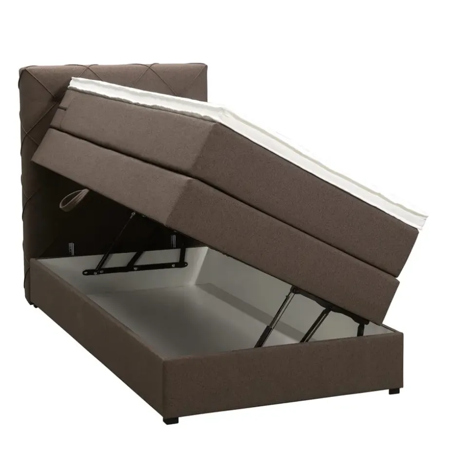 Boxspring met opbergruimte Liv geruit - donkerbruin - 90x200 cm