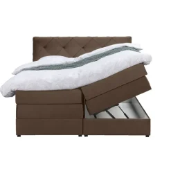 Boxspring met opbergruimte Liv geruit - bruin - 180x200 cm