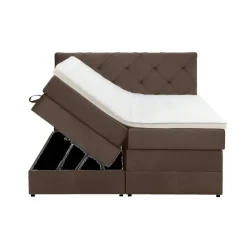 Boxspring met opbergruimte Liv geruit - bruin - 180x200 cm