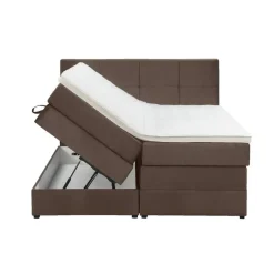 Boxspring met opbergruimte Liv geblokt - bruin - 180x200 cm