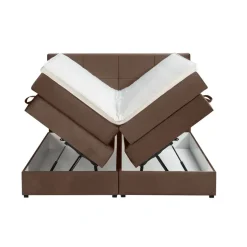 Boxspring met opbergruimte Liv geblokt - bruin - 180x200 cm
