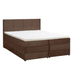Boxspring met opbergruimte Liv geblokt - bruin - 180x200 cm