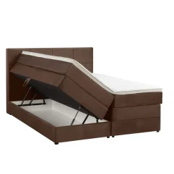 Boxspring met opbergruimte Liv geblokt - bruin - 180x200 cm