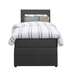 Boxspring met opbergruimte Liv egaal - antraciet - 90x200 cm