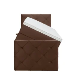 Boxspring met opbergruimte en voetbord Liv geruit - bruin - 90x200cm