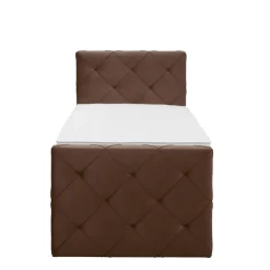 Boxspring met opbergruimte en voetbord Liv geruit - bruin - 90x200cm