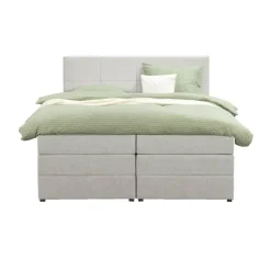 Boxspring met opbergruimte Liv geblokt - ecru - 160x200 cm
