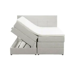 Boxspring met opbergruimte Liv geblokt - ecru - 160x200 cm